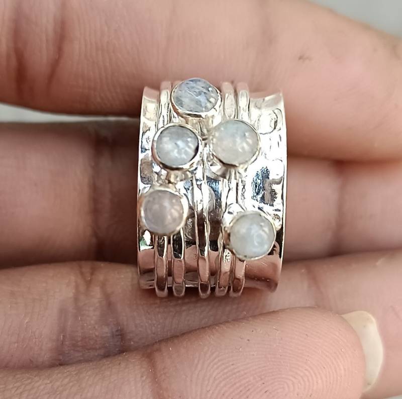 Spinner Ring, Sterling Silber Fidget Spinning Meditation Bandring, Boho Ringe von Ronakgemstone
