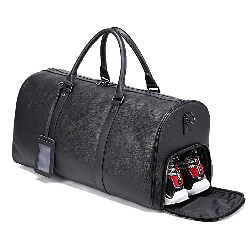 RONATELLI Reisetasche Weekender Leder Sporttasche Weekender Leder Mit Schuhfach wasserdichte Gym Herren Damen Schwarz von RONATELLI