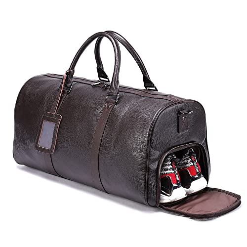 RONATELLI Reisetasche Weekender Leder Sporttasche Weekender Leder Mit Schuhfach wasserdichte Gym Herren Damen Braun von RONATELLI