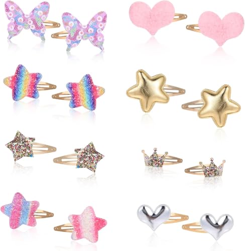 8 Paar Mädchen Glänzende Haarspangen Stern Form Herzförmige Krone Form Schmetterling Form Niedliche Metall Snap Haarspangen für Kinder 8 Paar Mädchen Glänzende Haarspangen Stern Form Herzförmige Krone Form Schmetterling Form Niedliche Metall Snap Haarspangen für Kinder von Rongchenghao