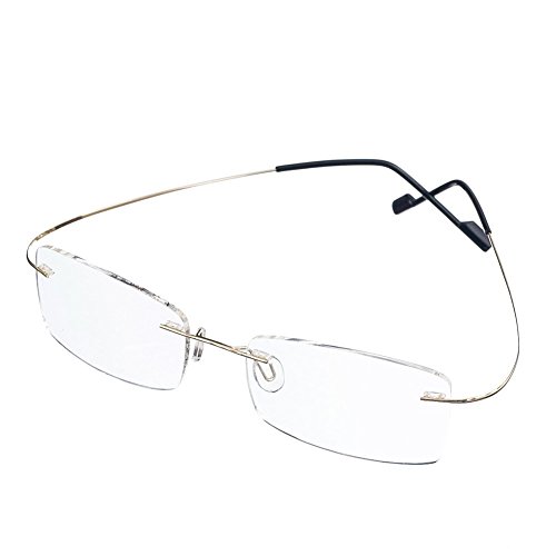 Rongchy Superleichte Titan-Arbeitsbrille für Kurzsichtige, Nahsichtbrille, Stärken -0,5 bis -6,00, für Damen und Herren, modische randlose Brille bei Kurzsichtigkeit von Rongchy