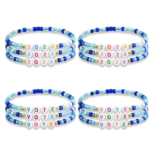 Ronglry 2024 Stimm-Armband-Set für Damen und Herren, 2024, Präsidenten-Wahlkampagne, Armbänder, Perlen, Stimme, Freundschaftsarmbänder, Großpackung für Frauen, Veranstaltungsgeschenke, Wahlen Ronglry 2024 Stimm-Armband-Set für Damen und Herren, 2024, Präsidenten-Wahlkampagne, Armbänder, Perlen, Stimme, Freundschaftsarmbänder, Großpackung für Frauen, Veranstaltungsgeschenke, Wahlen von Ronglry