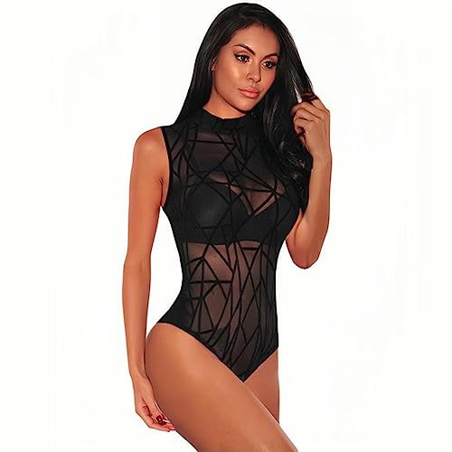 Rongseng Body Damen Sexy Printed Sheer Mesh Bodysuit Mock Neck Ärmellos Slim Bodys Transparenter Oberteil Stretchy Netz Jumpsuit Elegant Blusebody Mode Tank Top Trikot Clubwear Rongseng Body Damen Sexy Printed Sheer Mesh Bodysuit Mock Neck Ärmellos Slim Bodys Transparenter Oberteil Stretchy Netz Jumpsuit Elegant Blusebody Mode Tank Top Trikot Clubwear von Rongseng