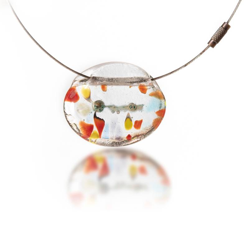 Multi Farbe Handwerker Kunst Glas Anhänger Halskette Mit Silber Element von RonitYekutielyArtist