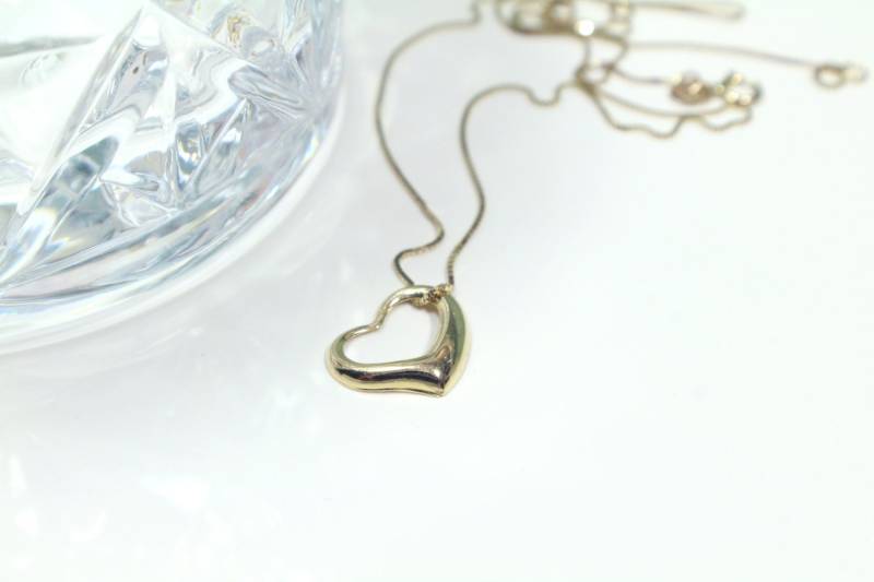 14Kt Gelbgold Herz Anhänger Kette 14K Gold von Ronnie7