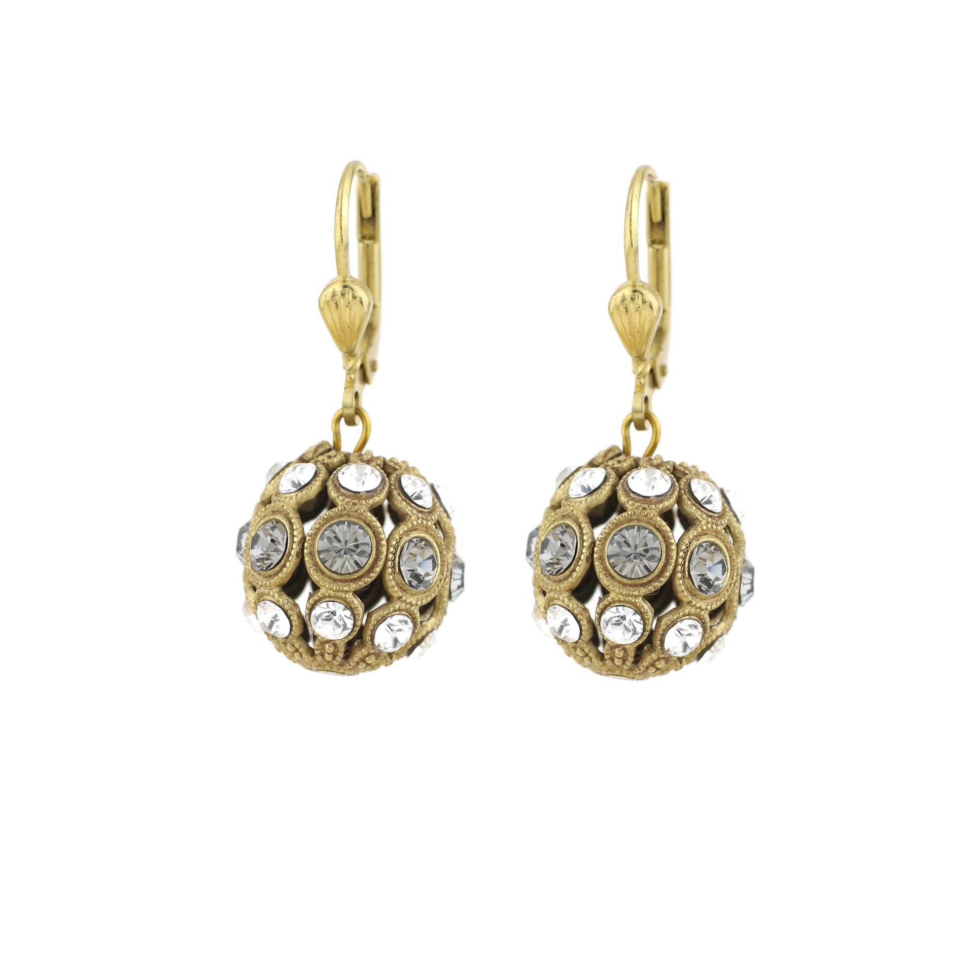 Faberge Style Ball Ohrringe Mit Black Diamond Und Klaren Swarovski-Kristallen von Ronnie7