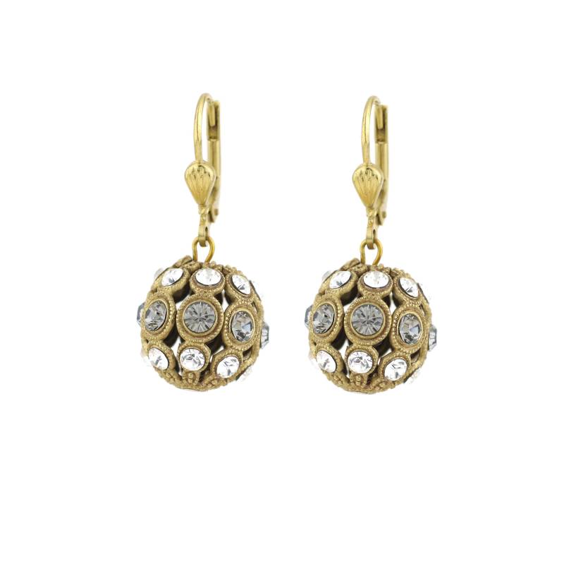 Faberge Style Ball Ohrringe Mit Black Diamond Und Klaren Swarovski-Kristallen von Ronnie7