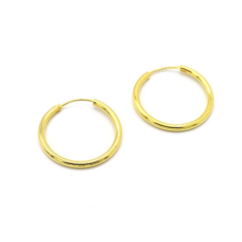 Gelbgold Creolen 1 cm Im Durchmesser 2mm Front von Ronnie7