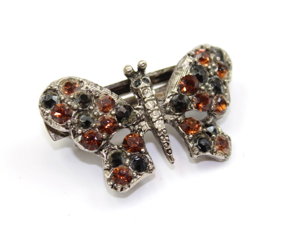 Haarspange Mit Topas Und Schwarzen Swarovski Kristallen in Schmetterling Form von Ronnie7