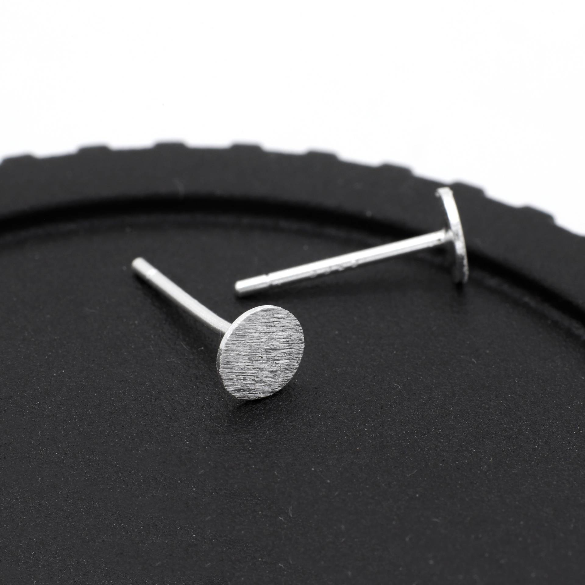 925Er Silber Scheiben-Ohrstecker Gebürstet Matt Finish von Ronnie7