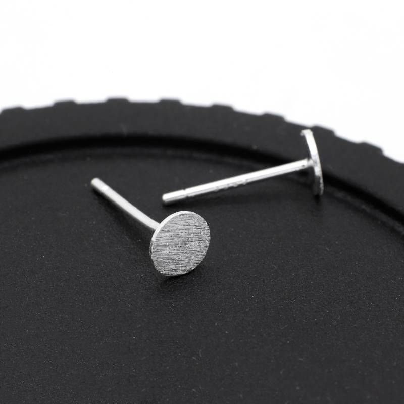 925Er Silber Scheiben-Ohrstecker Gebürstet Matt Finish von Ronnie7