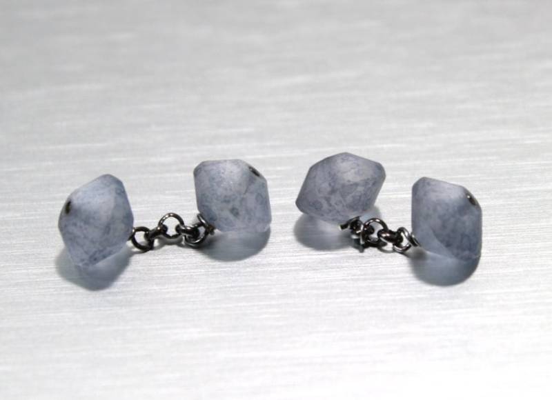 Manschettenknöpfe Aus Mattblauem Kristall, Handarbeit, Maßanfertigung von Ronnie7