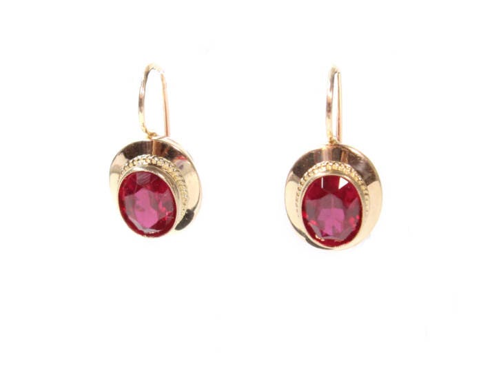Vintage 14K Rose Gold Rote Edelstein Ohrringe Vintage 14K Rose Gold Rote Edelstein Ohrringe von Ronnie7