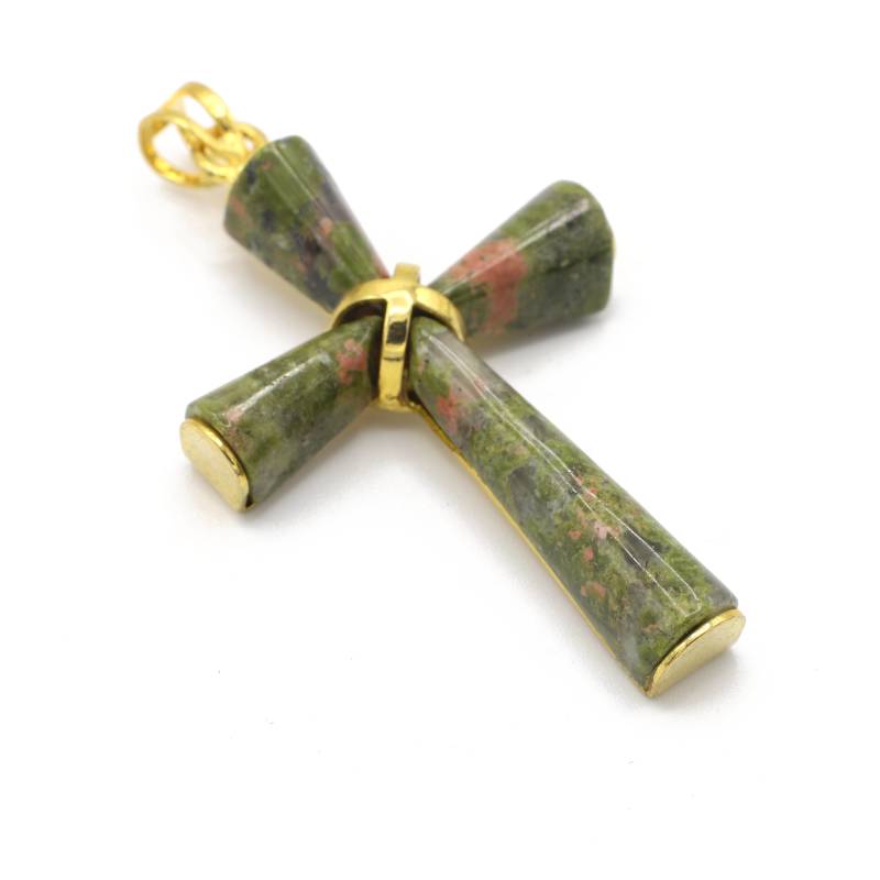 Vintage Großer Gold Und Achat Edelstein Kreuz Anhänger von Ronnie7