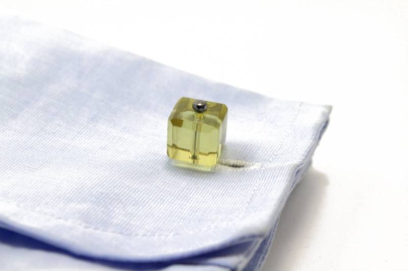 Würfel Manschettenknöpfe, Handgefertigter Vintage Kristall Gelber Citrin, Maßgefertigt, Manschettenknöpfe von Ronnie7