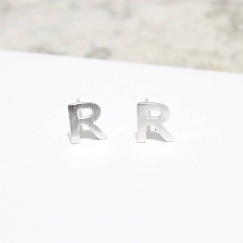 sterling Silber Ohrstecker Buchstabe R | 6 Mm von Ronnie7