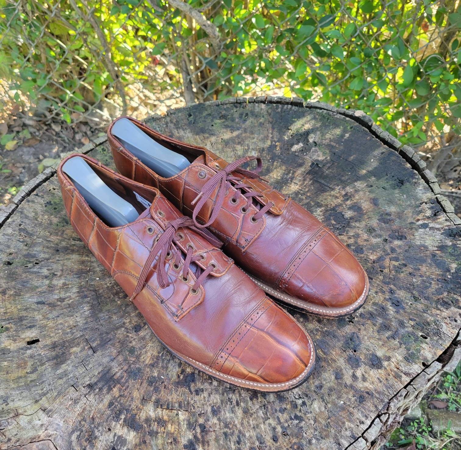 Vintage Stcy Adams Madison Cognac Kappe-Zehe Oxfords 9 M Vintage Stcy Adams Madison Cognac Kappe-Zehe Oxfords 9 M von RonniesVintageCloset