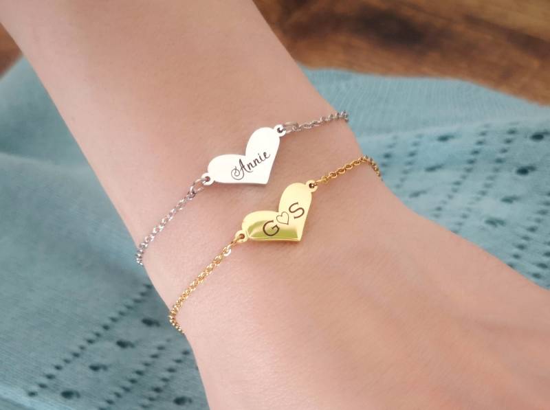 Personalisiertes Armband Blumenmädchen Halskette Initiale Herz Brautjungfern Geschenk Für Mama von RonnyPop