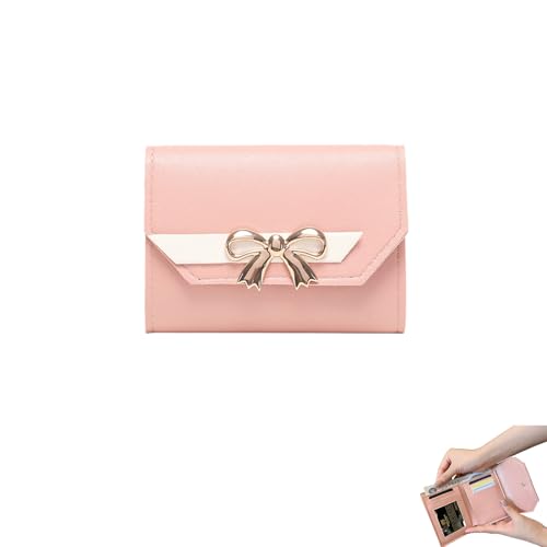 Geldbeutel Damen,Mini Geldbeutel Portemonnaie Damen Klein Handheld Bag Bow Dekoration Multi Card Wallet 6 Kartentaschen, 1 Foto Slot, 1 Große Rechnung Slot, 1 Wechselschacht Kurze Damenbrieftasche von Ronoza