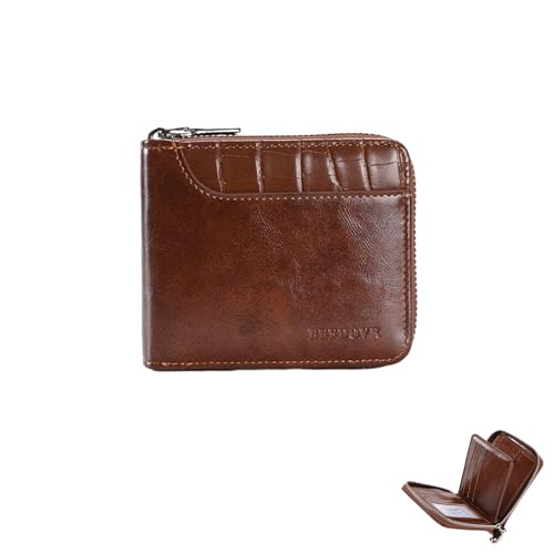 Herren Geldbörse,Geldbörsen Ausweis- & KartenhüLlen für Herren Men's Wallets Leder Geldbörse Herren Anti-Diebstahl-Bürste Mit Mehreren Kartenschlitzen Braun +RFID von Ronoza