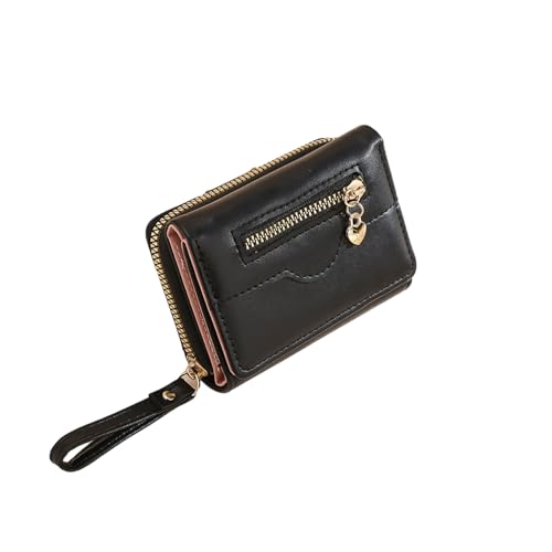 Ronoza Damen Geldbörse,Portmonee Damen Klein Kompakt Damen Portemonnaie Weichem Pu Leder Portemonnaie Kleine Brieftasche Geldtasche Klein Damen Mit Große Kapazität Schwarz von Ronoza