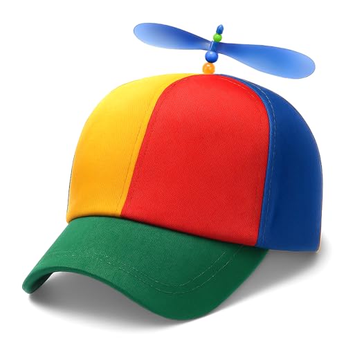 Ronronner Bunte Propellermütze Propeller mütze Propeller Cap mit fliegendem Propeller, Spielzeug Fliegerhut für draußen für Erwachsene & Kinder von Ronronner