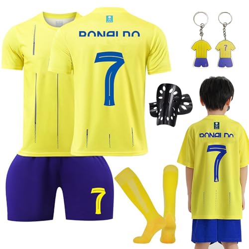 Ronronner Fussballtrikot, Fußballtrikot Kinder Set Nr.7 Heimtrikots/AuswäRtstrikots, Trikot Fussball, Fußball Outfit Kinder, Kindertrikots, Trikots Fußball mit Socken und Schienbeinschoner Set von Ronronner