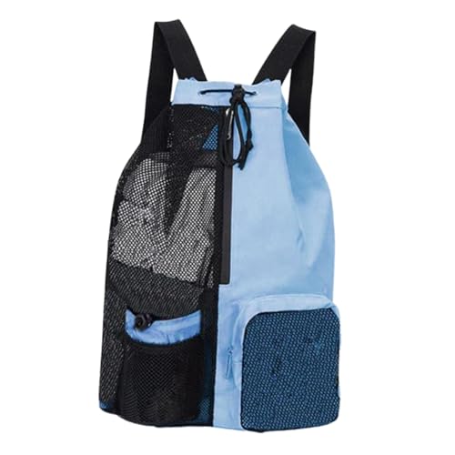 Ronyme Mesh Drawschnellstring Rucksack Fitnessbeutel Männer Frauen tragbare Faltbare Nylon atmungsbezogene verstellbare Schultergurt mit nasse Tasche, Blau von Ronyme