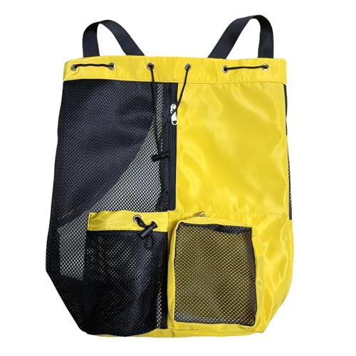 Ronyme Mesh Drawschnellstring Rucksack Fitnessbeutel Männer Frauen tragbare Faltbare Nylon atmungsbezogene verstellbare Schultergurt mit nasse Tasche, Gelb von Ronyme