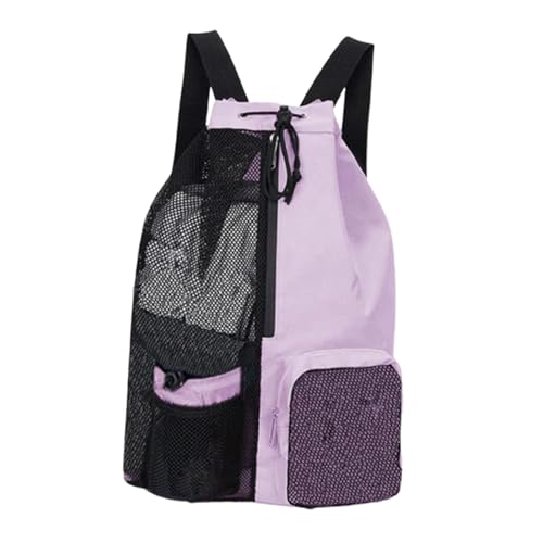 Ronyme Mesh Drawschnellstring Rucksack Fitnessbeutel Männer Frauen tragbare Faltbare Nylon atmungsbezogene verstellbare Schultergurt mit nasse Tasche, Lila von Ronyme