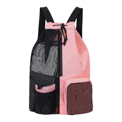 Ronyme Mesh Drawschnellstring Rucksack Fitnessbeutel Männer Frauen tragbare Faltbare Nylon atmungsbezogene verstellbare Schultergurt mit nasse Tasche, Rosa von Ronyme