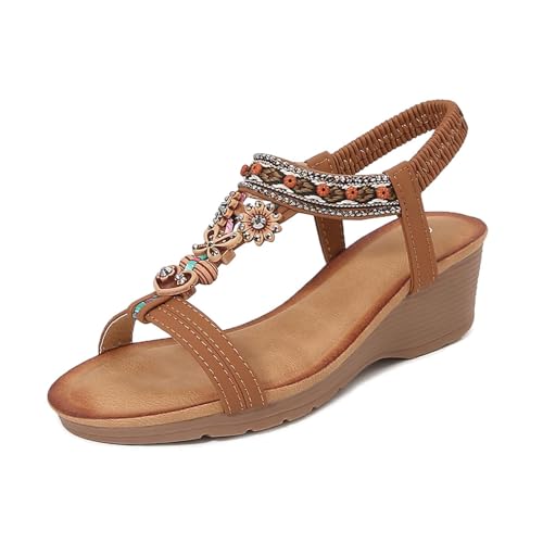 Roobeety Keilabsatz-Sandalen für Damen, Sommer, Fischmund, offener Zehenbereich, Strandschuhe, dicke Sohle, atmungsaktive Hausschuhe, lässige und rutschfeste Schuhe, braun, 42 EU Roobeety Keilabsatz-Sandalen für Damen, Sommer, Fischmund, offener Zehenbereich, Strandschuhe, dicke Sohle, atmungsaktive Hausschuhe, lässige und rutschfeste Schuhe, braun, 42 EU von Roobeety