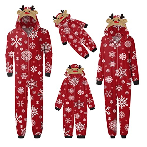 Roobeety Weihnachtspyjama Familie Set Weihnachtsmotiv Schlafanzug Weihnachten Drucken Onesie Nachtwäsche Weihnachtsdek Overall Pyjama Xmas Print Ganzkörperanzug Christmas Hausanzug mit Kapuze Mama von Roobeety