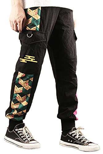 Roocnie Demon Slayer Jogger Pants Giyuu Cargo Pants Casual Sweatpants Laufhose mit Taschen Hip Hop von Roocnie