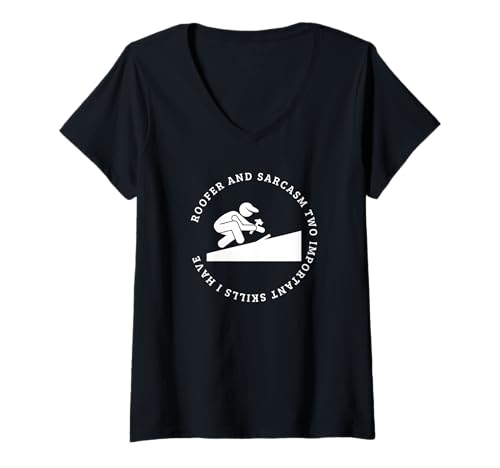 Damen Dachdecker und Sarcasmus Roofing Funny Roofer T-Shirt mit V-Ausschnitt Damen Dachdecker und Sarcasmus Roofing Funny Roofer T-Shirt mit V-Ausschnitt von Roofing Gifts For Men And Women
