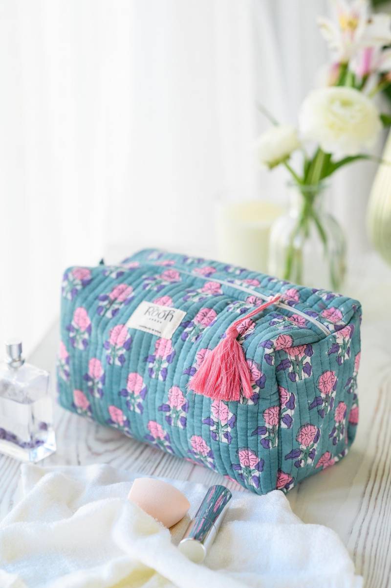 Kulturtasche Mit Blockprint-Muster, Wasserdichter Beschichtung, Weihnachtsgeschenk Für Sie von RoohLondon