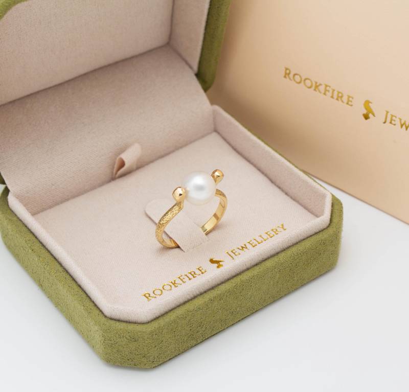 Zuchtperlenring - Goldring 18K Mit Echten Hochwertigen Aaa Natürliche 9 Mm Weiße Zuchtperle von RookFire