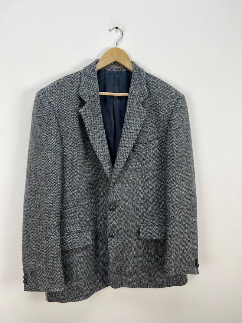 Vintage Harris Tweed Blazer Jacke Sport Mantel Herren Größe 46 Large von RoomOfClothing