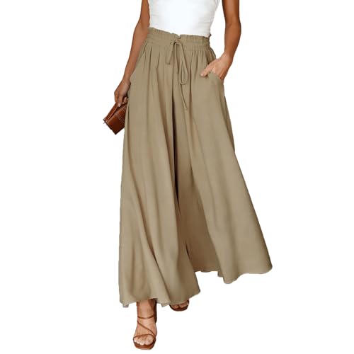 RoomTour Damen Hosen Weite Leg Hose Lose Hohe Taille Lounge Elegante Hose mit Taschen Sommerhose von RoomTour