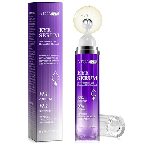 Augenserum gegen dunkle Augenringe und Schwellungen mit 8% Koffein 8% Retinol Hyaluronsäure Niacinamid, Anti-Aging Augencreme gegen Tränensäcke mit 360° Augenroller-Massagekugel für Frauen & Männer Augenserum gegen dunkle Augenringe und Schwellungen mit 8% Koffein 8% Retinol Hyaluronsäure Niacinamid, Anti-Aging Augencreme gegen Tränensäcke mit 360° Augenroller-Massagekugel für Frauen & Männer von RoongDuuDll