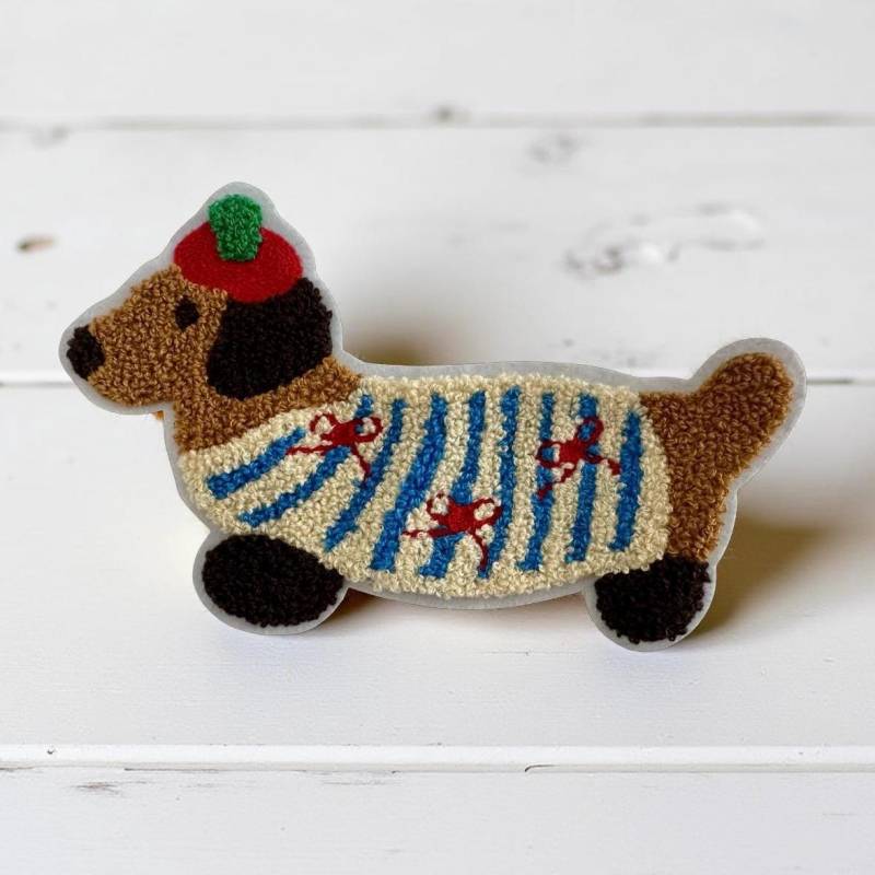 Dackel Patch Xxl | Großes Stick Motiv Zum Aufnähen Chenille Hundepatch Aufnäher von RoosGiftShop