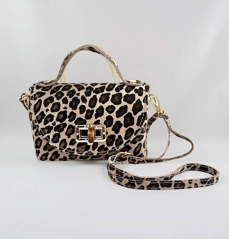 Mini Leo Tasche Aus Leder | Leopard Umhängetasche Crossbody Bag Animal Print Look Echtleder von RoosGiftShop