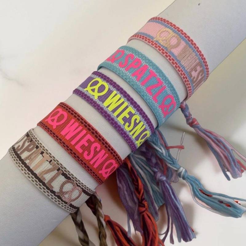 Oktoberfest | Bunte Webarmbänder Wiesn Schmuck Neonfarben Spatzl Festival Armband von RoosGiftShop