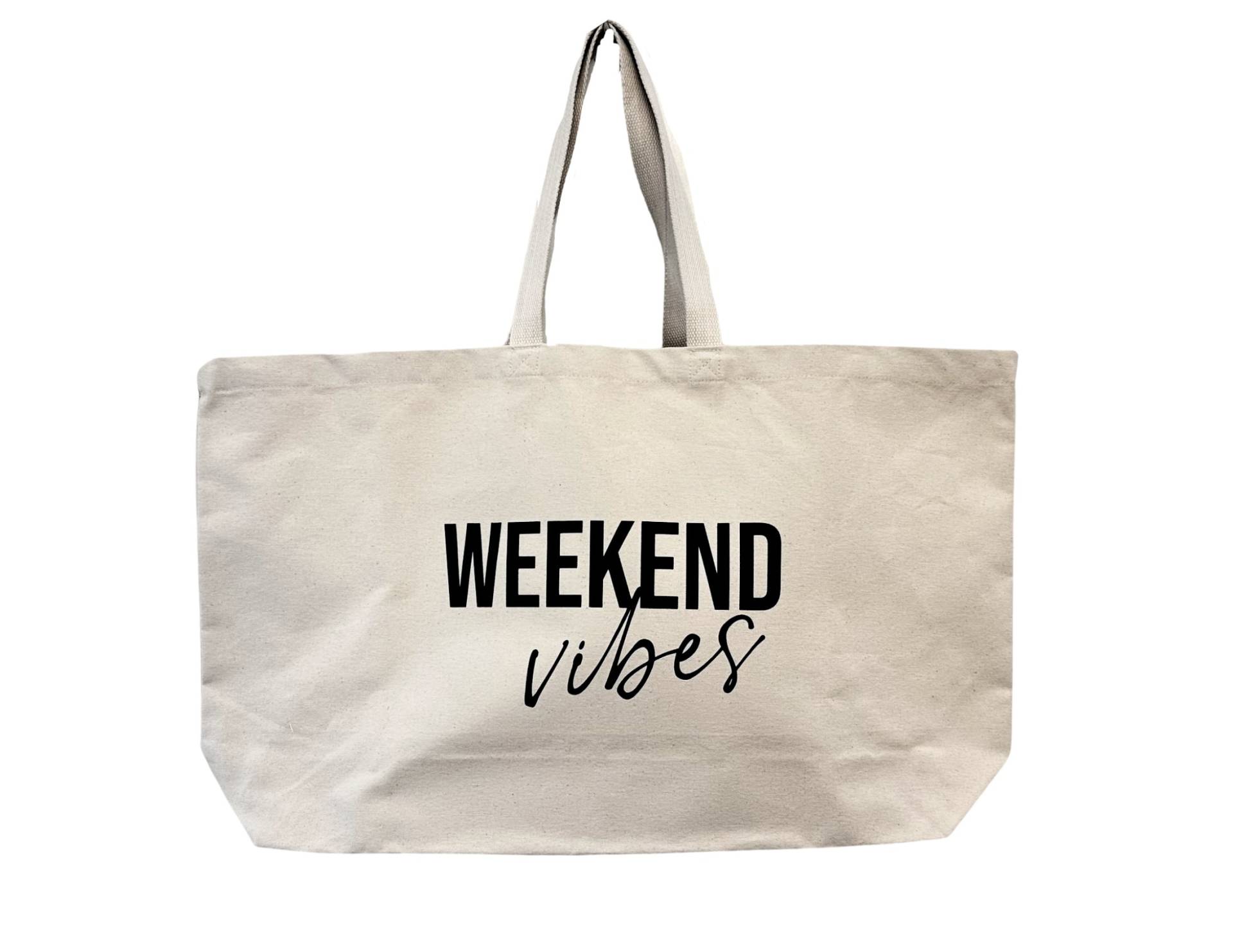 Oversized Canvas Tasche | Maxitasche Xxl Strandtasche Stofftasche Weekend Vibes von RoosGiftShop
