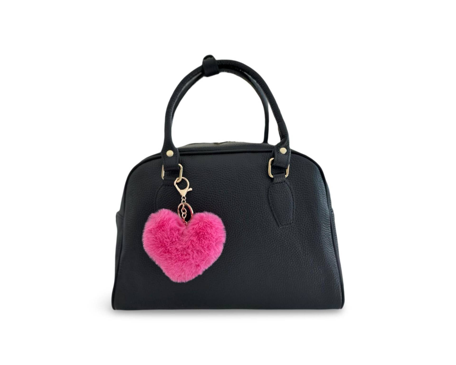 Plüsch Herz Anhänger Für Tasche | Taschenschmuck Kunstfell Beige Oder Rosa Geschenk Freundin Bag Charm von RoosGiftShop