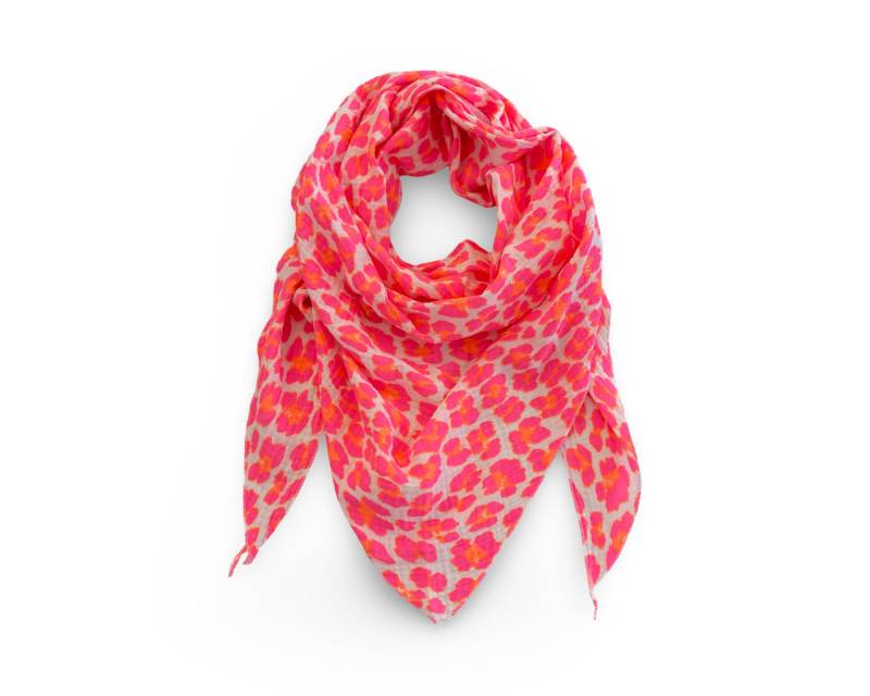 Tuch | Neon Leotuch Leo Musselin Dreieckstuch Sommertuch Pink Orange Dreieckiges Baumwolle von RoosGiftShop