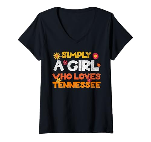 Damen Simply a Girl who Loves Tennessee Retro floral Cute T-Shirt mit V-Ausschnitt Damen Simply a Girl who Loves Tennessee Retro floral Cute T-Shirt mit V-Ausschnitt von Rooted in Tennessee