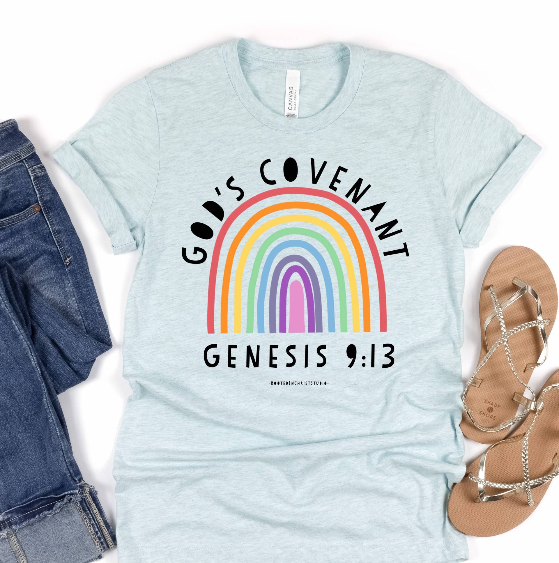 God Es Covenant Genesis 913 Shirt, Christliches Regenbogen Bibel Vers Glaube Hoffnung Shirt von RootedInChristStudio