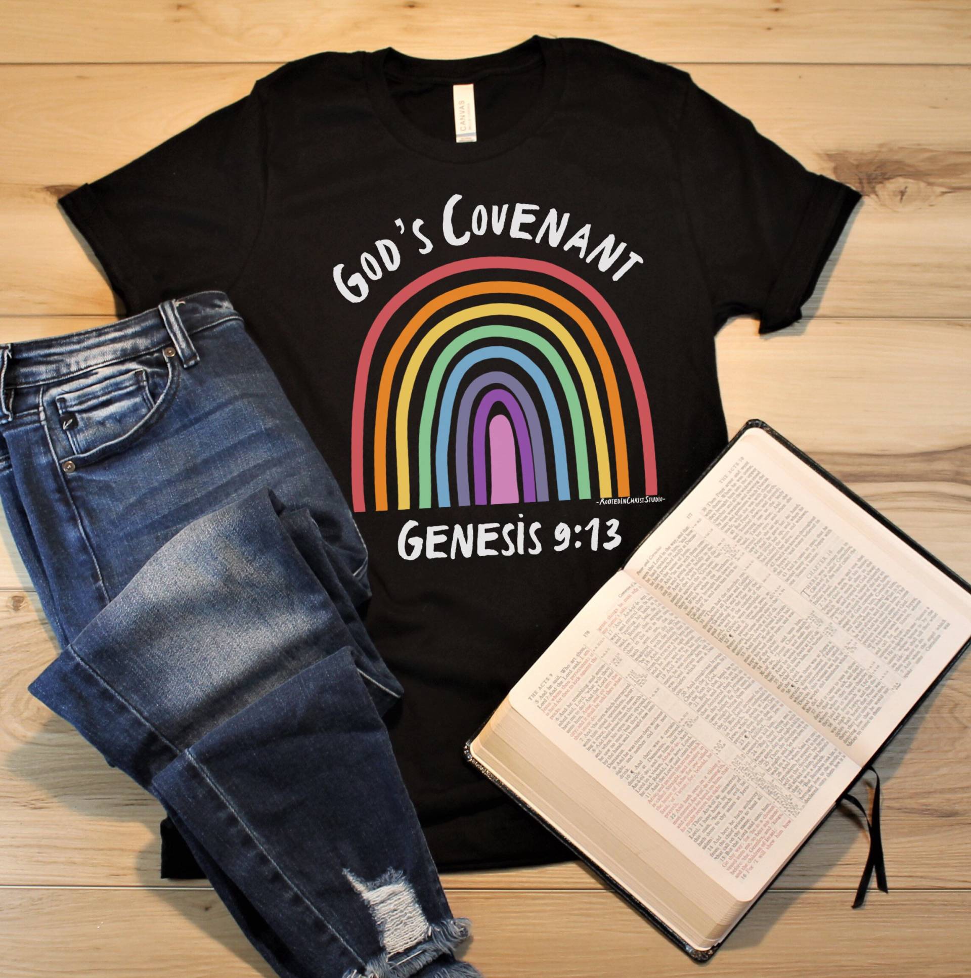 God Es Covenant Genesis 913 Shirt, Christliches Regenbogen Bibelvers Glaube Hoffnung Shirt von RootedInChristStudio