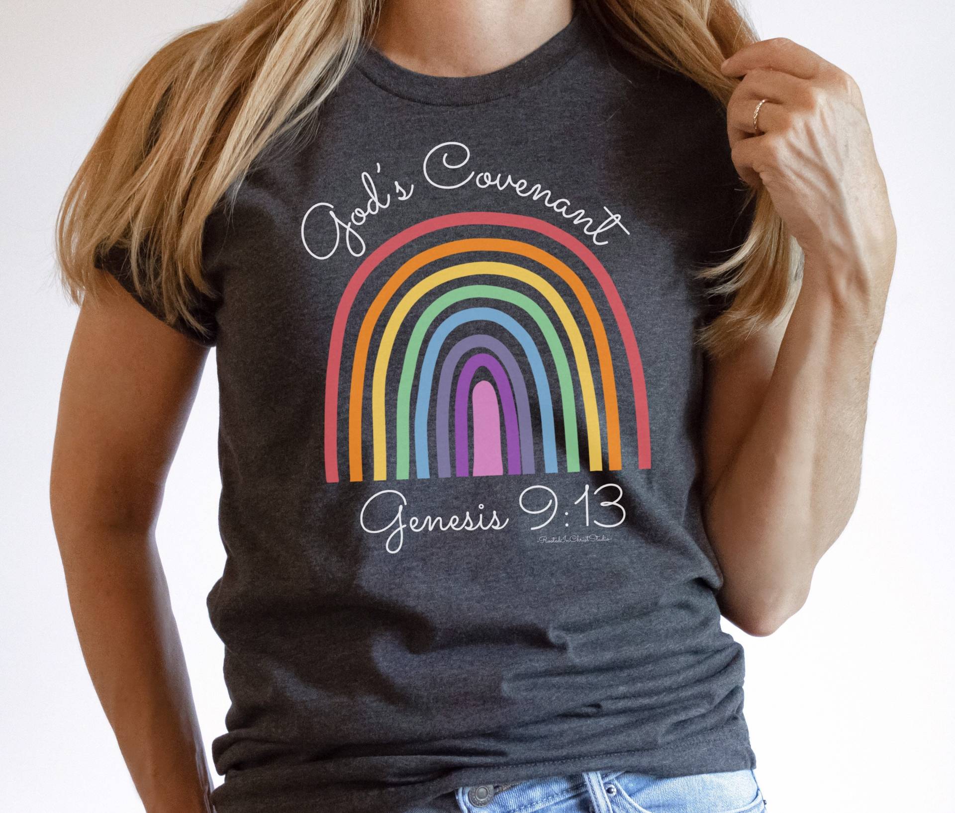 God Es Covenant Genesis 913 Shirt, Regenbogen Christliche Shirts, Bibelvers Kirche Glaube Hoffnung Shirt von RootedInChristStudio